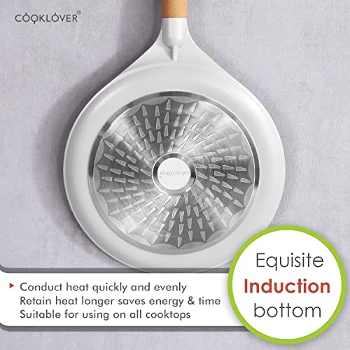 Cooklover Crepe Pan Nonstick Die Cast Aluminum Pfoa Free Induction Omelet Pan 8.7 Inch - Sea-Salt Gray #TOP6