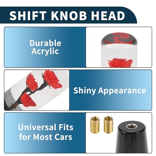TUCKBOLD Car Shift Knob 15cm | Front Shift Lever Knob Universal for Automatic and Manual Vehicle Acrylic Red with 2 Adapter 1 Set - Thumbnail 4