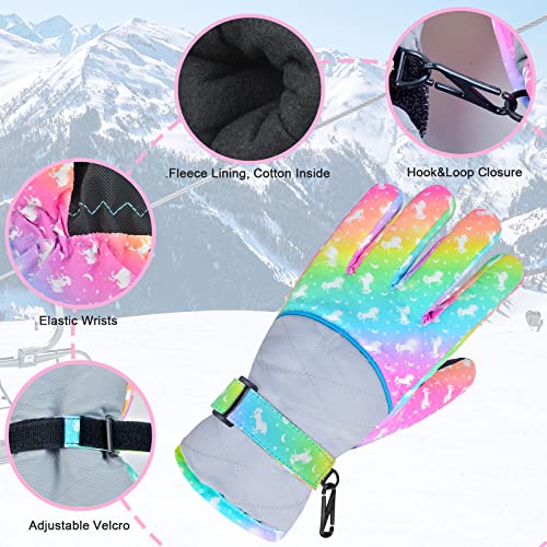 Ausletie Kids Gloves Winter Waterproof Snow Ski Gloves For Girls, Winter Outdoors Warm Snowboard Gloves For Children #TOP3
