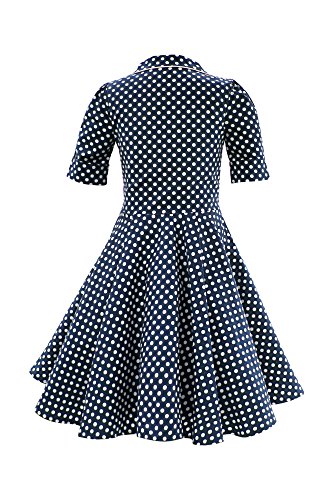 Blackbutterfly Kids 'Sabrina' Vintage Polka Dot 50'S Girls Dress (Midnight Blue, 9-10 Yrs) #TOP1