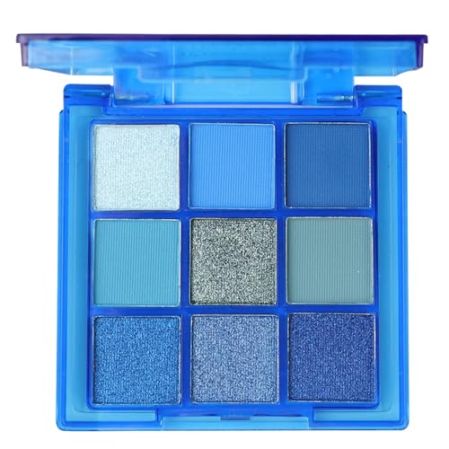 TPTGIAR Palette de fards à paupières de 9 couleurs, palette de fards à paupières bleus, longue durée et imperméable, palettes de fard à paupières naturelles, palette de maquillage à paillettes
