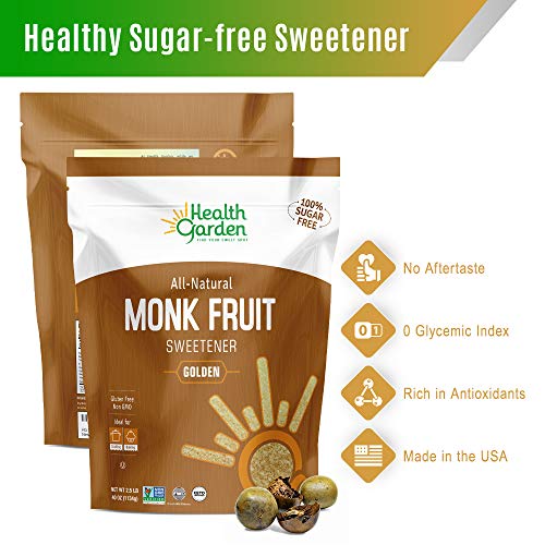 image for Health Garden Monk Fruit Sweetener, Golden- Non GMO - Gluten Free - 1:
