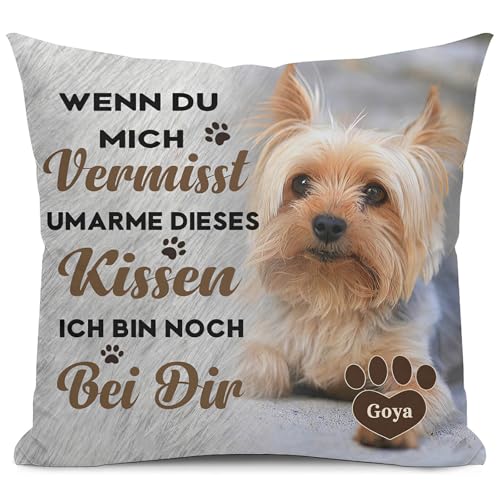 Alienc Personalisierbares Gedenkkissen f&uuml;r Hund oder Katze &ndash; Erinnerungs-Geschenk bei Verlust eines Haustiers &ndash; Optional mit F&uuml;llung &ndash; Personalisiertes Trauerkissen