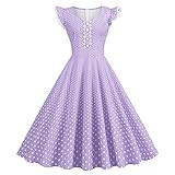 Women 1950s Retro Rockabilly Sweetheart Cocktail Dresses Lace Ruffle Sleeveless Tea Party Dress Polka Dots Prom Dress