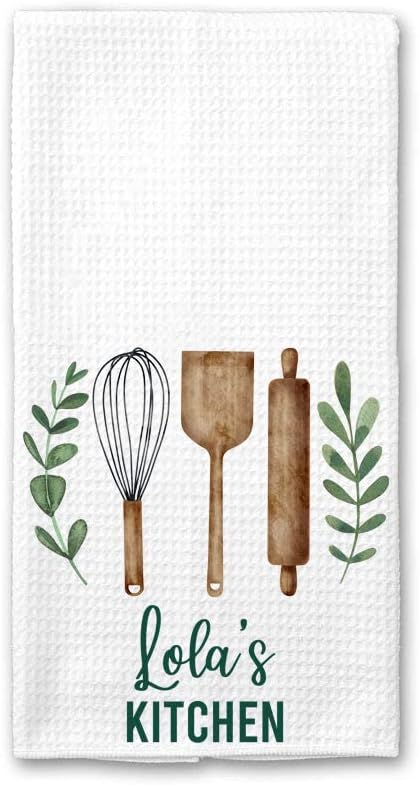 DiandDesign Lola's Kitchen Tea Towel - Soft and Absorbent Decor - Birthday Gift