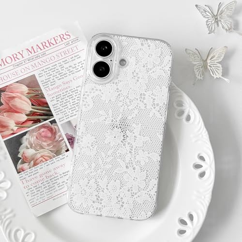 Lovmooful Compatible for iPhone 16 Case Lace Flower-White by Lovmooful - Used condition - Image 2