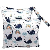 Loscarol,2 Stück wetbag Kindergarten groß，nasstasche Wet Bag windeltasche klein，nassbeutel Kindergarten personalisiert for Baby stoffwindeln (Alpaka)