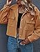 Gihuo Women's Fashion Cropped Shacket Button Down Corduroy Shacket Jackets Casual Plaid Long Sleeve Crop Shirts Jackets Tops (Khaki, Small)