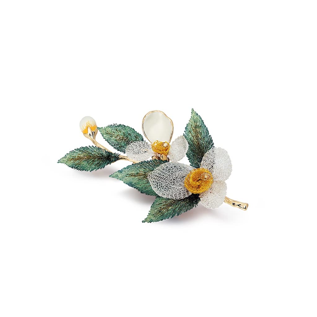 Rose handgefaltete Blume Stickerei Blatt Romantische Brosche Kleid Mantel Corsage Weibliche Geschenk
