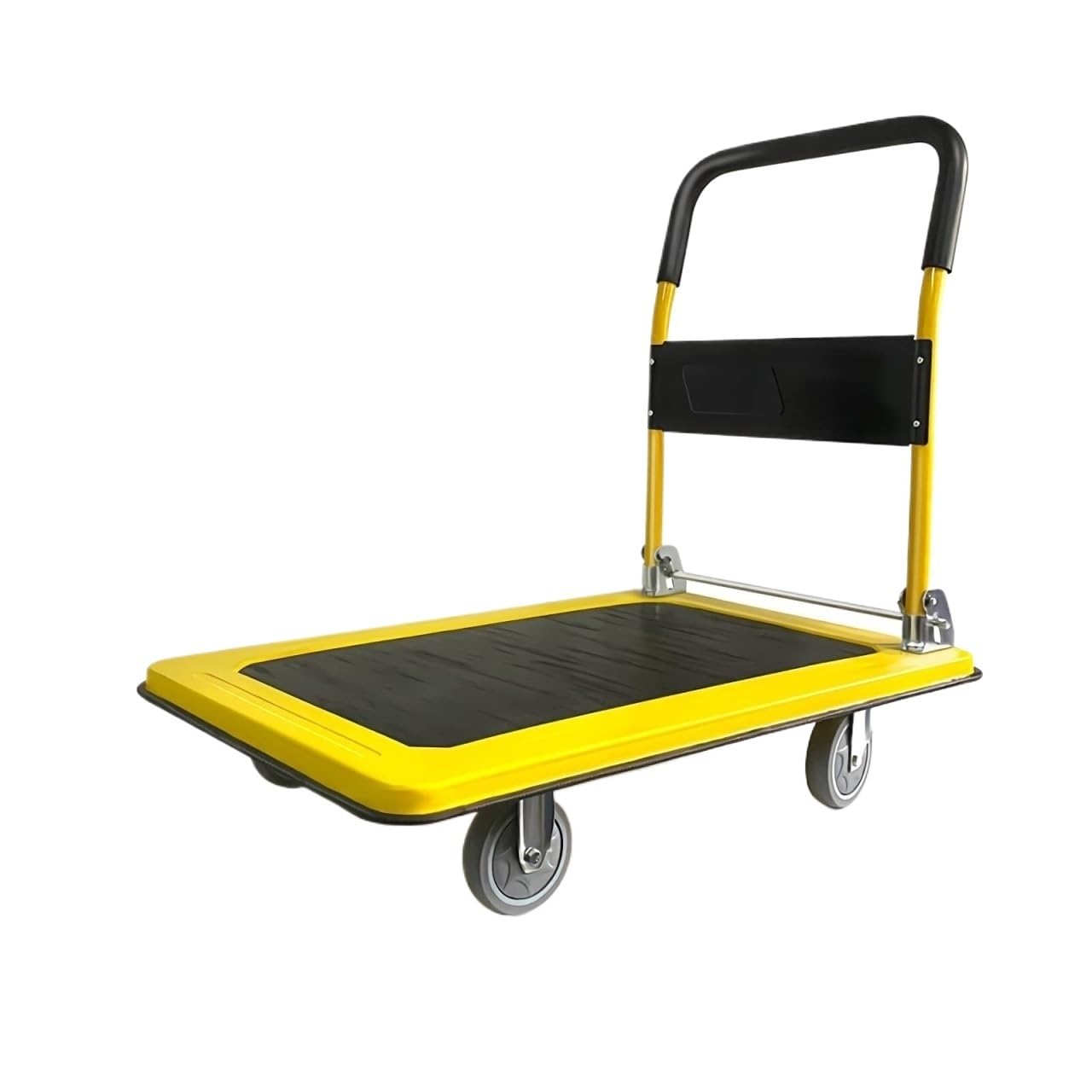 Hand Truck Flatbed Cart Steel Platform Truck Folding Hand With Swivel Wheels For Bookstore Platform Trolley(Yellow)