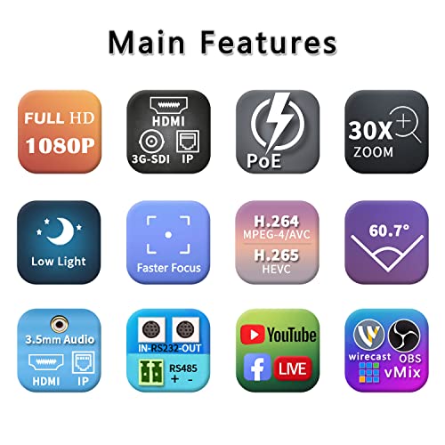 Prisual 30X Sdi Ptz Camera,With 3G-Sdi,Hdmi And Ip Streaming Outputs,30X Sdi Broadcast And Conference Full Hd Ptz Camera For Live Streaming(30X Zoom And Wall Mount) #TOP4