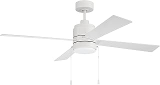 Craftmade Energy Star McCoy 52 in. White Finish Dual Mount (Flat or Angled Ceiling) Indoor Ceiling Fan with Integrated LED Light Kit and Pull Chains Included