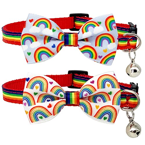 Rainbow Cat Collar Breakaway Bow Tie (2 Pcs)