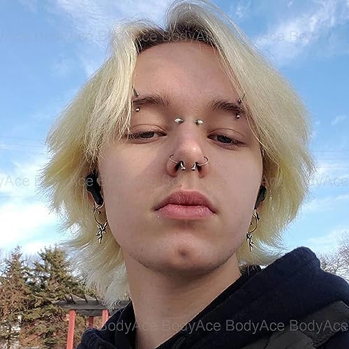 BodyAce 12PCS Spike Rook Earrings Eyebrow Rings, 316L Surgical Steel 16G Curved Barbell Cartilage Helix Earring, Lip Rings Tragus Daith Piercing Jewelry4