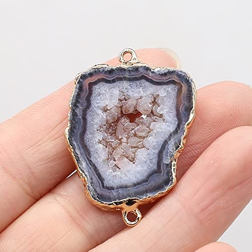 Qsller 5 Pcs Natural Stone Connectors,Irregular Shape Natural Agate Pendant Charms Diy For Necklace Or Jewelry Making (Mixed Colors) #TOP3