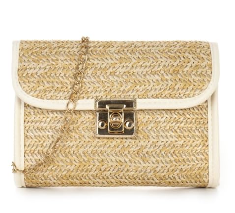 Straw Chain Clutch Purses for Women Ladies Woven Envelope Handbag Shoulder Crossbody Beach Bag