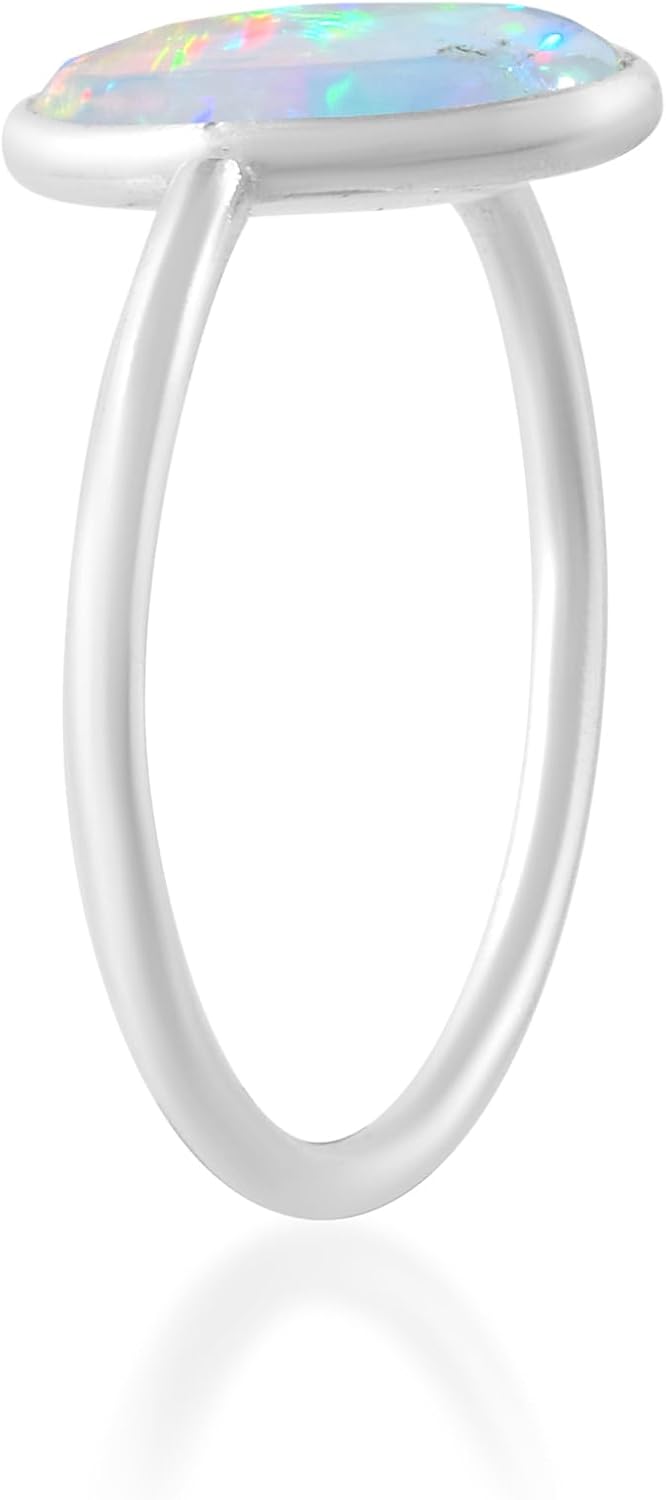 Ethiopian Opal Ring, Oval and Pear Shape Ring for Women, Gemstone Rings Jewelry Gift for Birthday Wedding Anniversary.