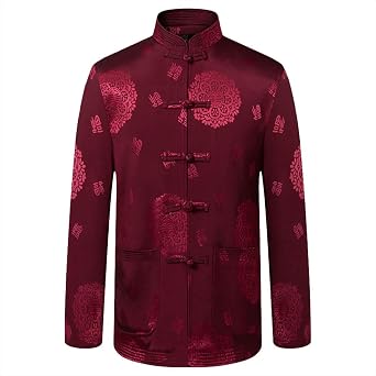 ZooBoo Chinese Mens FU Words Pattern Jacket - Martial Arts Kung Fu Long Sleeve Clothing for Men