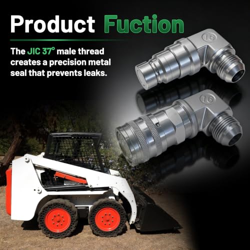Image of Flat Face 90Skid Steer Hydraulic Quick Coupler,3 /4 inchJIC x 1 /2 inchBody Male