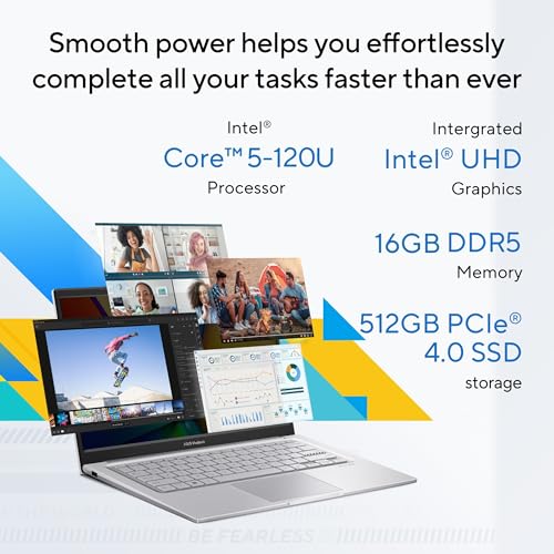 Image of ASUS Vivobook 14, (i5 14th Gen) Intel Core 5 120U, Thin & Light Laptop(16GB RAM /512GB SSD /FHD /14 /60Hz /Fingerprint Reader /M365 Basic (1Year)* /Office Home 2024 /Cool Silver /1.4 Kg) X1404VAP-EB1541WS