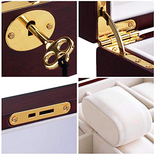 Yescom 10 Slot Wooden Watch Display Case Watch Box Holder Glass Top Jewelry Collection Storage Organizer Walnut Wood #TOP3