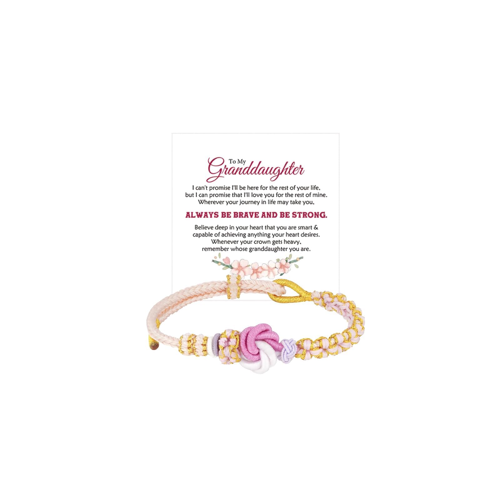 To My Granddaughter-Infinity Forever Love Heart Bracelet, Natural Emperor Stone Double Layer Purple Beaded Woven Wrap Bracelets Adjustable Mind Peace Gift Jewelry