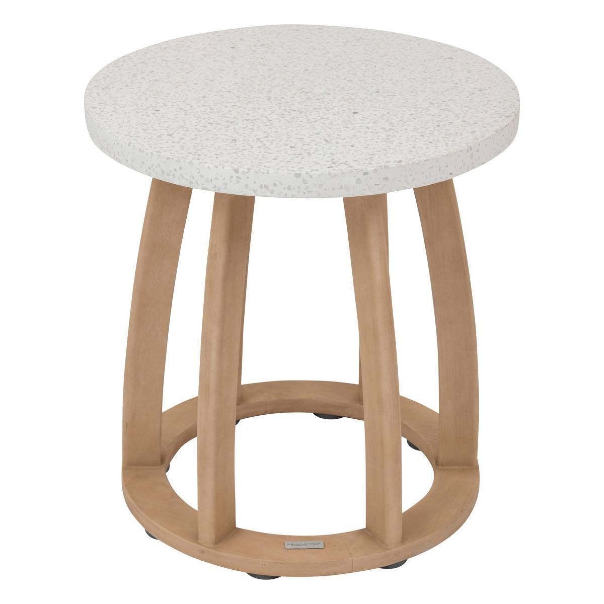 Hespéride - Lemindo Beige Runder Gartentisch - 50 x 53 cm - Eukalyptus - Gartenmöbel für Terrasse, Balkon, Patio