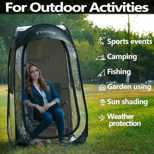 Flycoop Sports Tent Pop Up Shelter: Flycoop Weather Sports Pod For 1 Person Shelter In Winter Portable Camping Pop Up Tents Outdoor Cold Weather Tent Screen Bubble House Pod Tent Shade Sports Tent  thumb #2