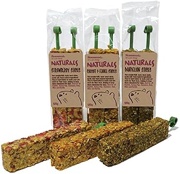 Rosewood Naturals Carrot Cottage Rabbit House, Large & Naturals Carrot and Fennel Sticks Treat 120 g