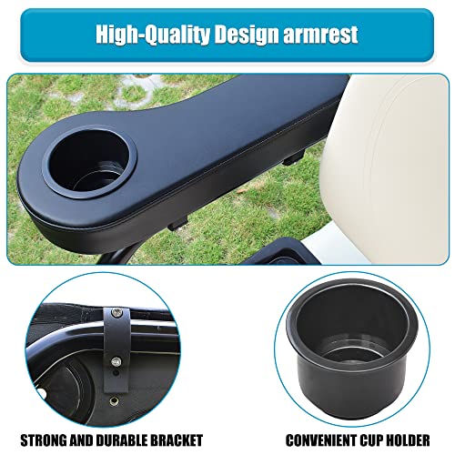 Nokins Golf Cart Armrest With Cup Holder No Drilling Fits Icon And Advanced Ev Ev1 Round Tube Side Armrest I40 I40L I60 I60L (Fit 1.25" Round Tube) #TOP1
