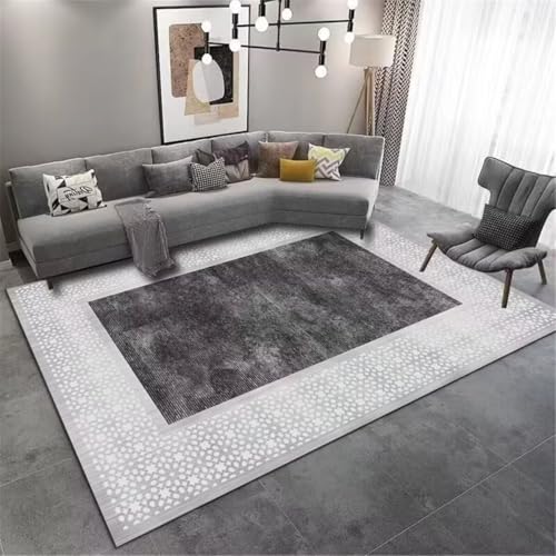 Tapis de salon lavable au design géométrique gris chic - 2