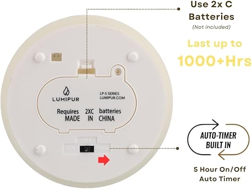 Miniatura 4 de LumiPur Signature - Vela de pilar de cera LED sin llama con brillo natural (3.5 x 7 pulgadas, niebla gris)