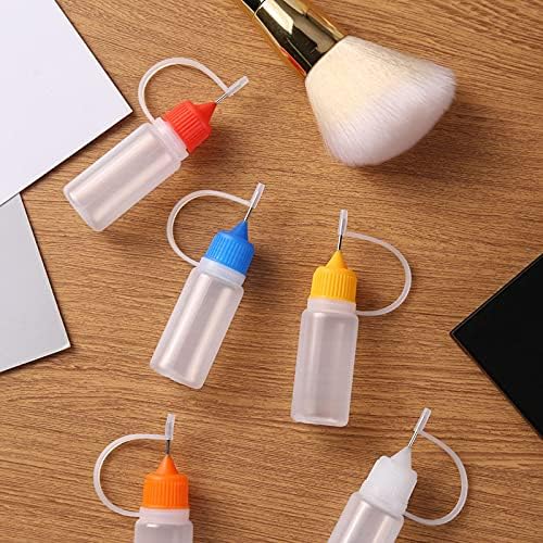 Briartw 5 Colors 10/20/30/60ml Needles Precision Tip Applicator, Translucent Glue Bottles for DIY Quilling Craft, Acrylic Painting, Squeeze Bottle for Alcohol Ink Scrapbooking Art Cardmaking