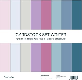 Craftelier - Cardstock Set Winter | Pack of 24 Double Sided Cardstock for Card Making, Scrapbooking and Craft Projects | Weight 240 grams | Size 30,48 cm x 30,48 cm (12" x 12")