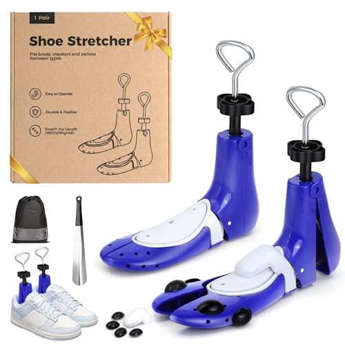 MoeQuliee Schuhspanner Herren Damen 3-Wege Verstellbar Schuhdehner in Länge Breite Höhe Schuhweiter für zu Enge Schuhe Schuhdehner Schuhweiter für Sneaker Stiefel Wanderschuhe Blau S 36-40
