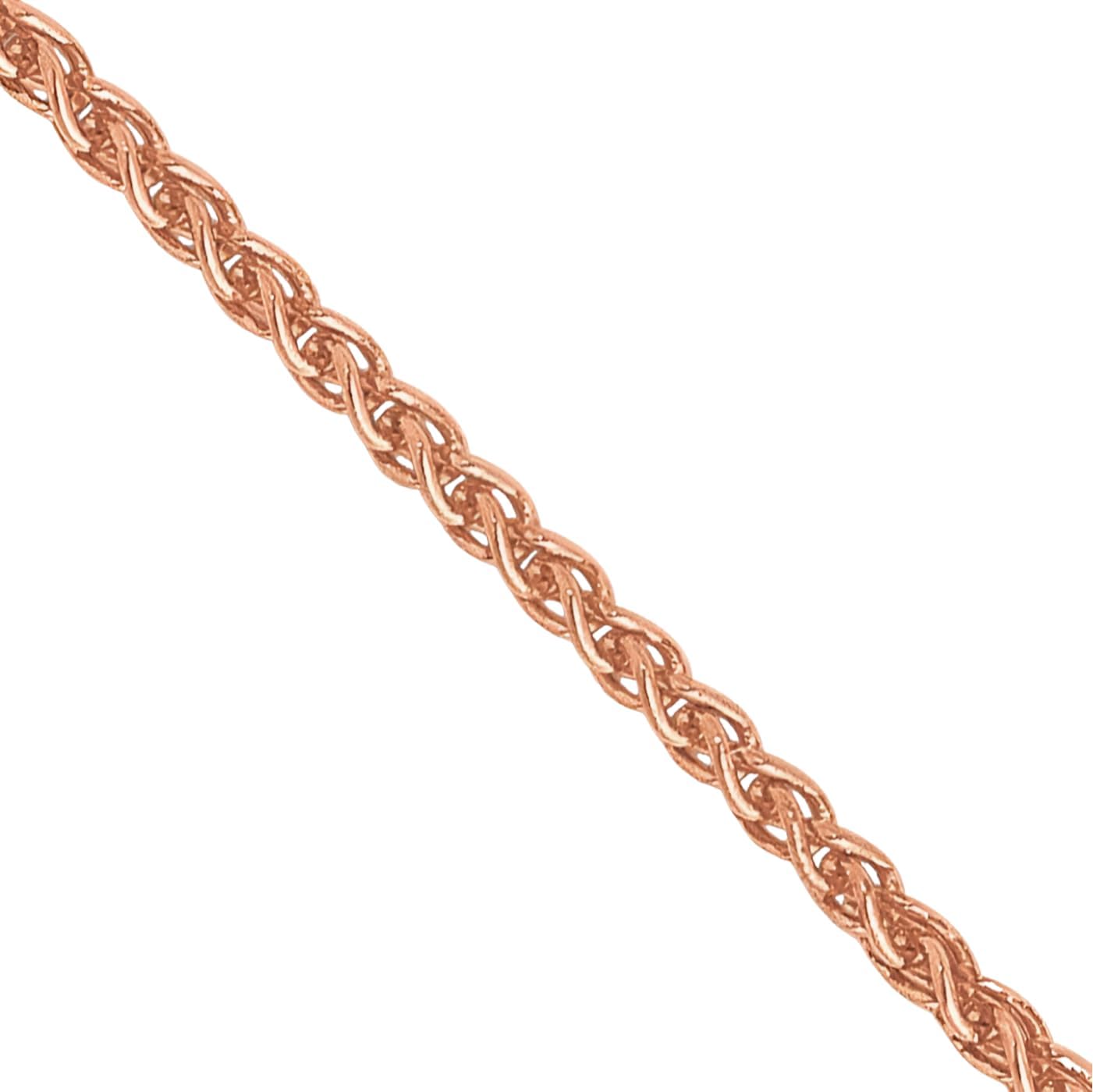IceCarats 14K Solid Rose Gold 1mm Dainty Spiga Wheat Chain Necklace Polished