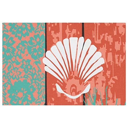 Set de table coquillage antidérapant lot de 6 tapis de table résistant chaleur 30x45 cm - 2