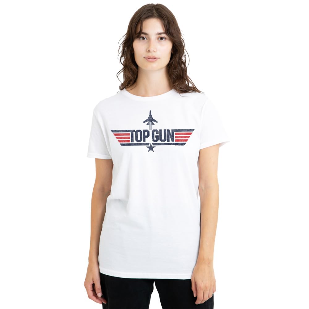 Top Gun Paramount Logo, White, S S Women's Tee, White, Medium