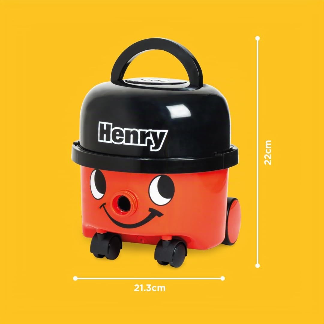 Casdon Henry & Hetty Spielzeug – Henry Staubsauger – Rotes Staubsauger-Spielzeug mit echter Saugfunktion und Zubehör – Kinder-Reinigungsset – für Kinder ab 3 Jahren