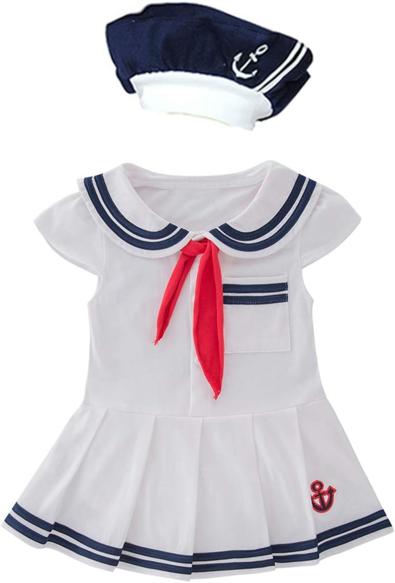 LXKIKMM Baby Girl Nautical Dress Sailor Suit Jumpsuit Romper