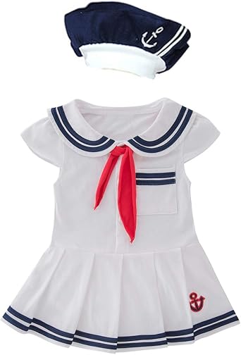LXKIKMM Baby Girl Nautical Dress Sailor Suit Jumpsuit Romper
