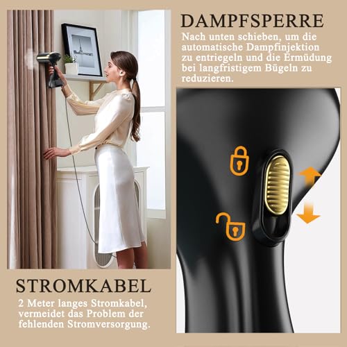 COVACURE Dampfglätter Bügeleisen Steamer - 1500W Dampfbügeleisen mit 300ml Wassertank, 20s Schnellaufheizung, Tragbar für Reisen, Büro & Zuhause