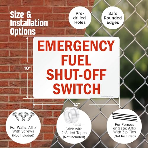 Panneau interrupteur d'arrêt d'urgence SmartSign en aluminium durable 25x35