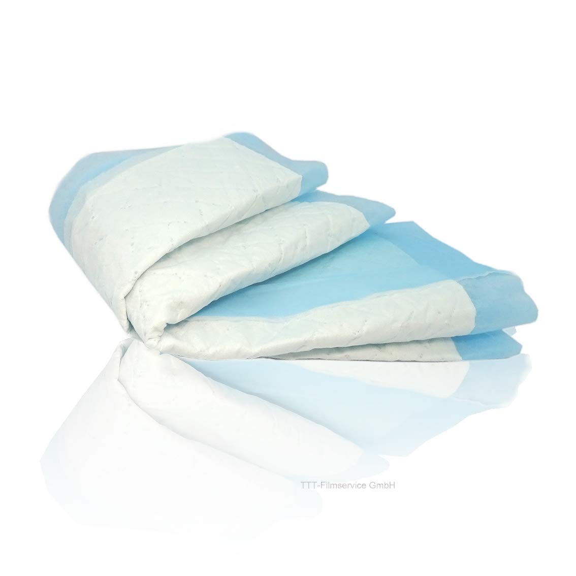 Inkontinenzunterlagen 40 x 60cm Einmalunterlagen Wickelunterlagen Tierunterlagen 6-lagige saugstarke Einmal-Krankenunterlage aus Zellstoff Farbe: blau/weiß von Cardiocell (100)
