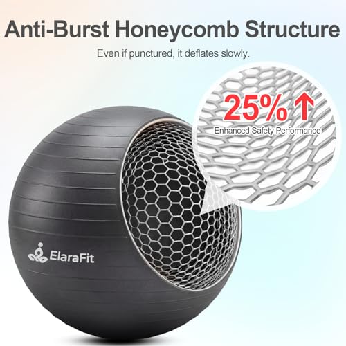 Image of Anti Burst Large Exercise Ball for Yoga Non Slip Pilates Ball with Pump 550 lbs Capacity for Pregnancy, Fitness Size L 23 to 26 inches, About 58 to 65cm