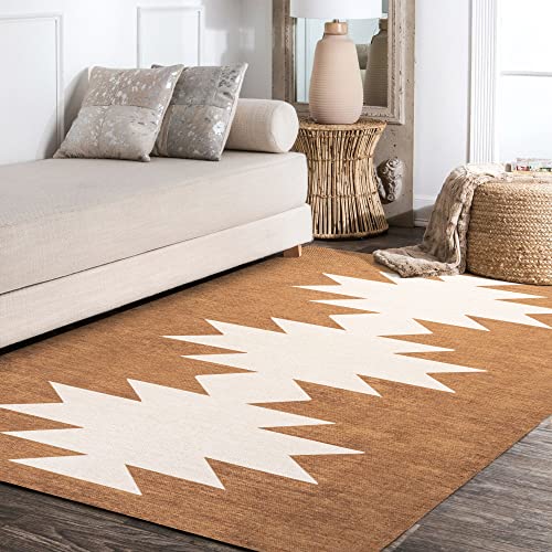 Tapete minimalista terracota y crema 3'11" x 6' para interior miniatura 2