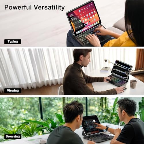 Image of GGQFGTOJ for iPad Pro 13 Inch Case with Keyboard (M5 /M4, 2025 /2024)，Magic-Style Magnetic - 7 Colors Backlight -Floating Cantilever Stand - Multi-Touch Trackpad Keyboard Case for iPad Pro 13 (Black)