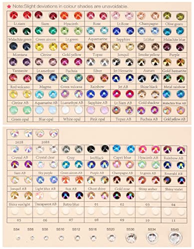 Image of Novani Rhinestones Glass Rhinestones Crystal Color Chart Color Card