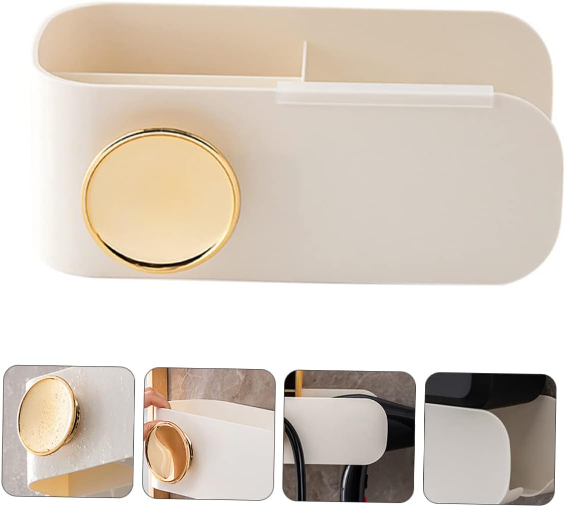 ABOOFAN Wall-Mounted Hair Dryer Holder No Drill Hair Dryer Storage Rack Stylish Bathroom Organizer for Home Sturdy Plastic Easy Install Space-Saving Design