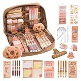 YIBEBE Capybara Schreibwaren Set mit Federmäppchen: Niedliches Geschenkset für Kinder und Schüler - perfekt für den Schulstart auch als Geschenkidee fürs Büro Geeignet (Orange)